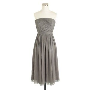 J.Crew Mindy Dress Silk Chiffon Charcoal Grey 2 NWT
